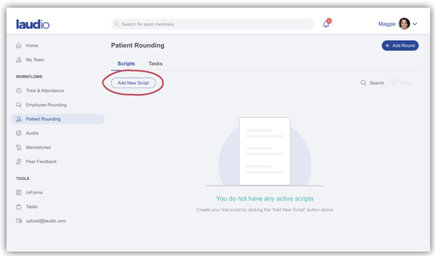 Adding a new Patient Rounding Script_IMG1