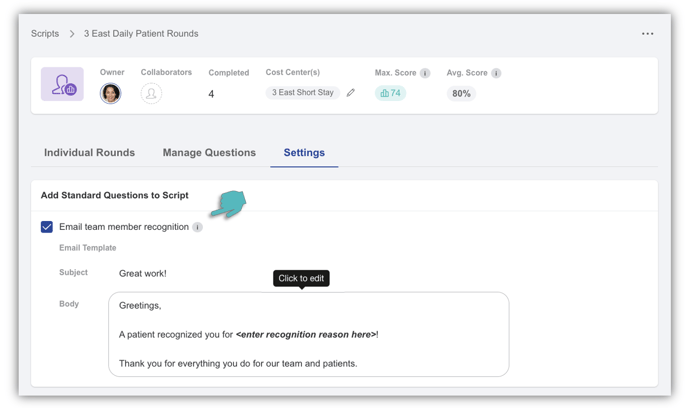 Recognizing a Team Member using Patient Rounding feedback_IMG2