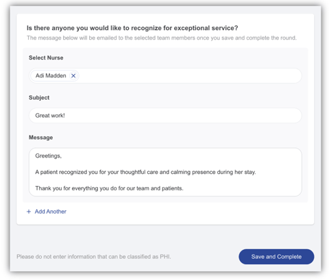 Recognizing a Team Member using Patient Rounding feedback_IMG3