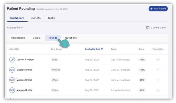 View Patient Rounding data trends across your organization_IMG3